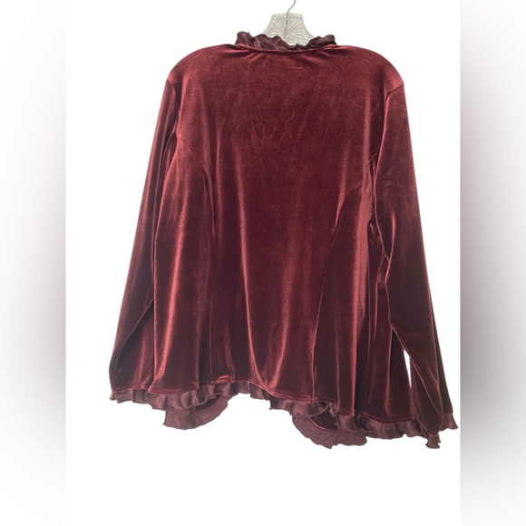Susan Graver vintage soft burgundy velvet open blazer/cardigan size-1X - Picture 2 of 6